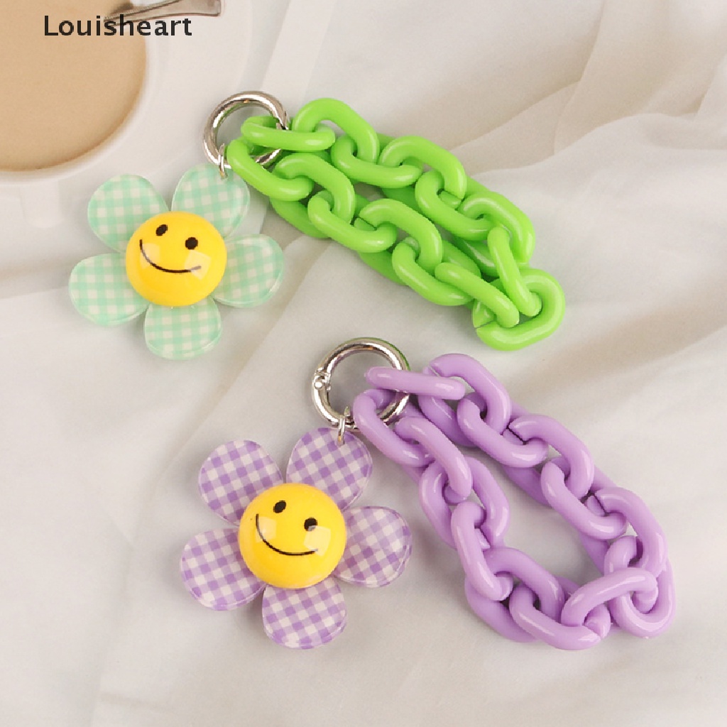 Louisheart Móc Khóa Hình Hoa Hướng Dương Mặt Cười Màu Kẹo Ngọt Có Dây Đeo Trang Trí Ba Lô Đồ Chơi Cho Nữ TFG