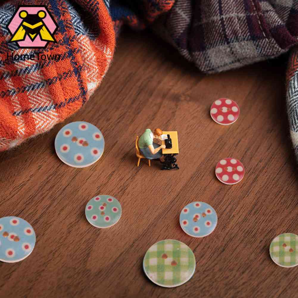 Bộ 100 Nút Gỗ Tròn In Họa Tiết Hoạt Hình Nhiều Màu Sắc