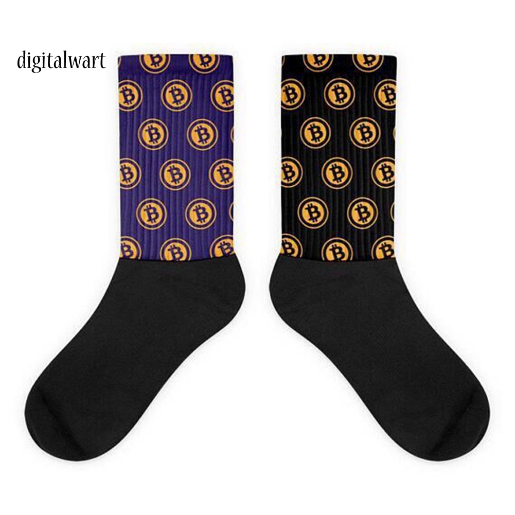 Kỹ Thuật Số| Vớ Cổ Trung Thoáng Khí In Họa Tiết Khối Màu Sắc Sáng Tạo Cho Nam Và Nữ