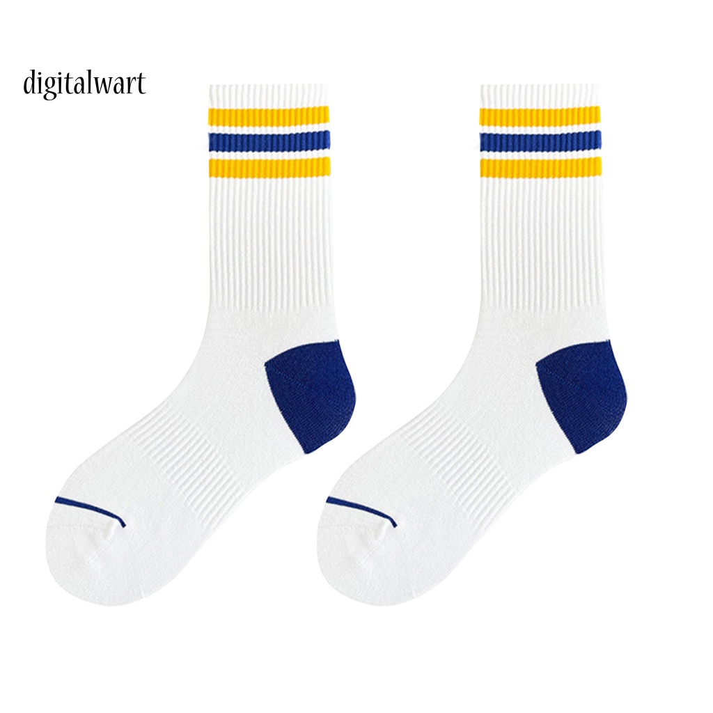 Kỹ Thuật Số| 1 Đôi Vớ Thể Thao Dài Bằng Vải Cotton Mềm Nhẹ Thoáng Khí Màu Tương Phản Nhanh Khô Độ Co Giãn Cao Cho Nam