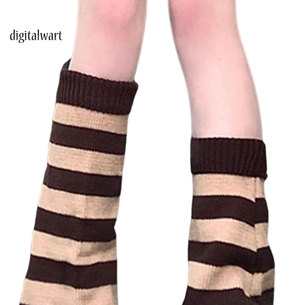 Kỹ Thuật Số| 1 Đôi Vớ Dệt Kim Cao Ngang Bắp Chân Giữ Ấm Màu Sắc Tương Phản Co Giãn Dành Cho Nữ