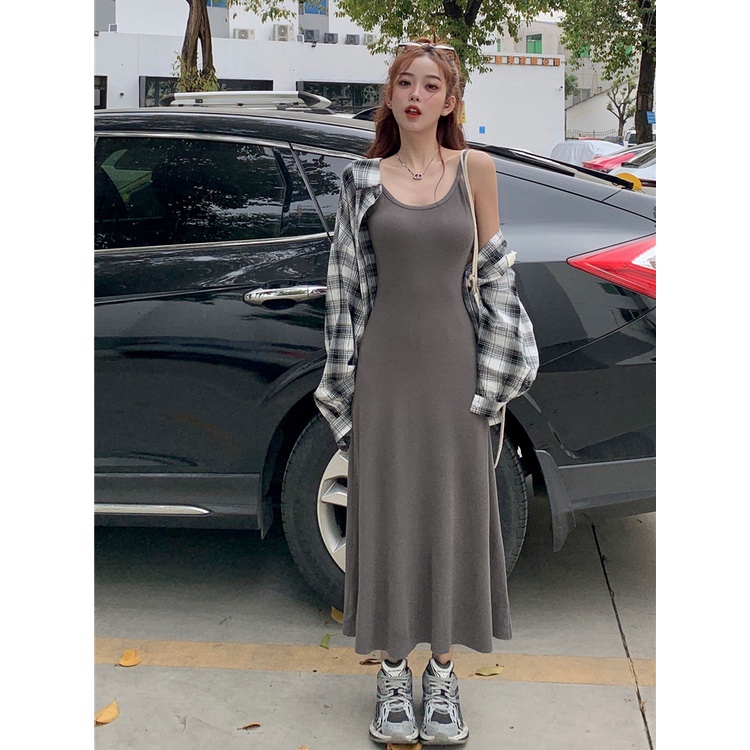 Cozok Đầm Dài Trung Bình Sát Nách Chiết Eo Thiết Kế Dễ Thương