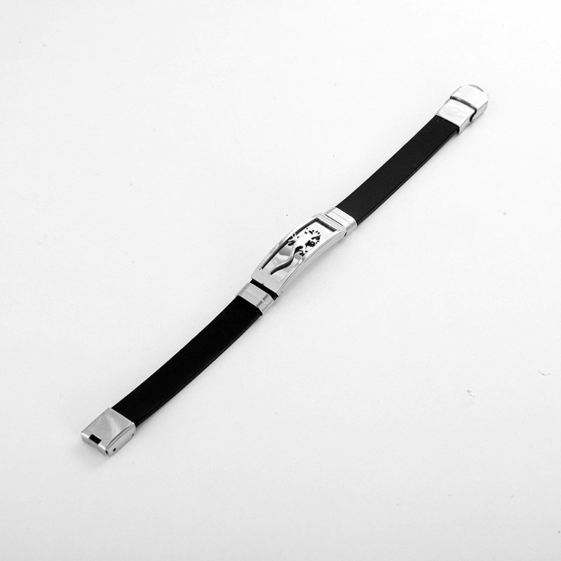 Z Vòng Tay Silicon Phối Mặt Hình Thằn Lằn Bằng Thép Không Gỉ Phong Cách Hip Hop Cho Nam Và Nữ