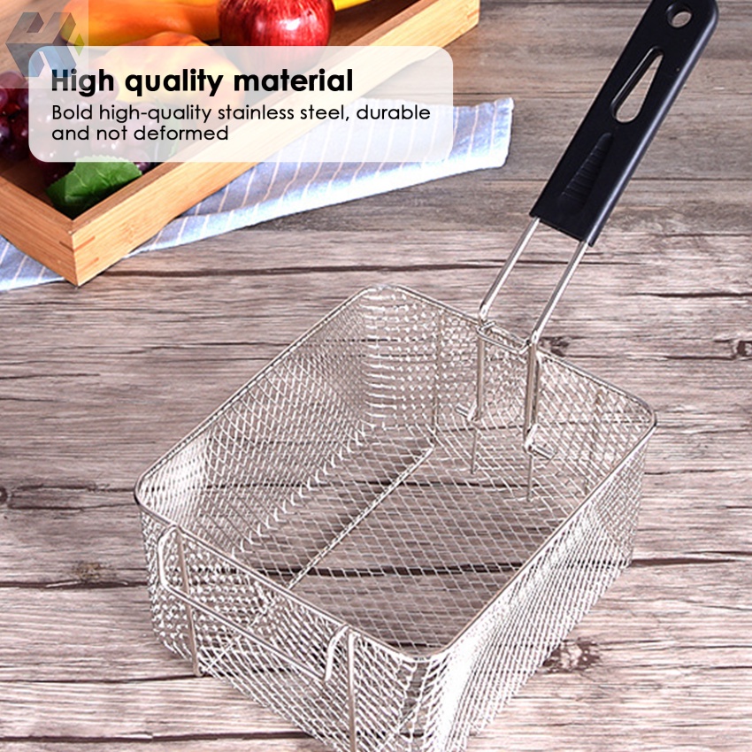 Rổ Chiên Khoai Tây Bằng Thép Không Gỉ Có Tay Cầm Bằng Nhựa Tiện Dụng