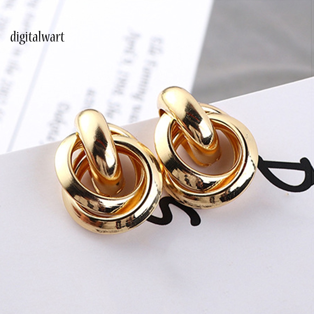 Kỹ Thuật Số| Bông Tai 3 Vòng Tròn Đan Chéo Thời Trang Cá Tính