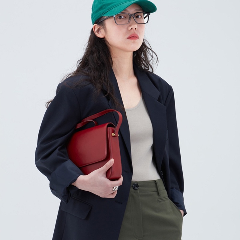 Ielgy Túi Đeo Vai Hình Vuông Có Dây Kéo Phong Cách retro niche Dễ Phối Đồ Chất Lượng Cao Cho Nữ