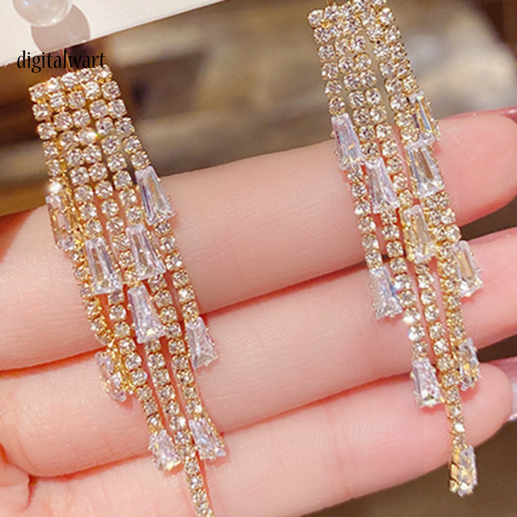 Kỹ Thuật Số| 1 Đôi Bông Tai Dáng Dài Đính Ngọc Trai Nhân Tạo Lấp Lánh Thời Trang Hàn Quốc