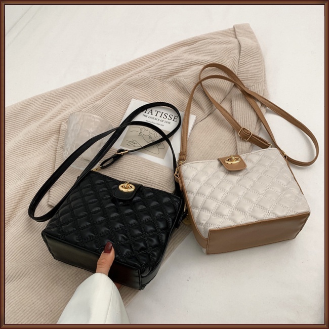 Túi Da Pu Đeo Chéo Mini Họa Tiết Kim Cương Đơn Giản Thời Trang Cho Nữ