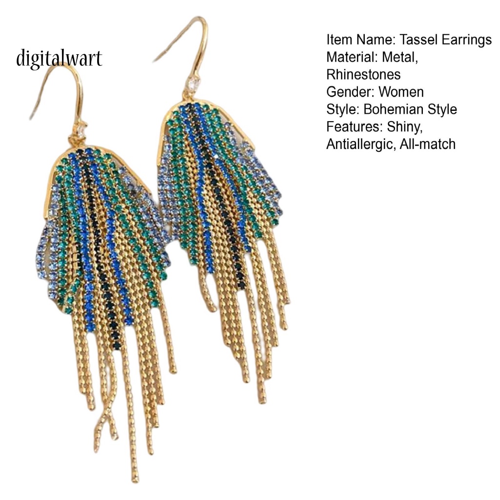 Kỹ Thuật Số| 1 Đôi Bông Tai Dáng Dài Đính Đá Nhiều Màu Phong Cách Bohemian