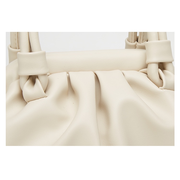 Túi Xách Da PU Màu Trơn Xếp Ly Xinh Xắn Hợp Thời Trang