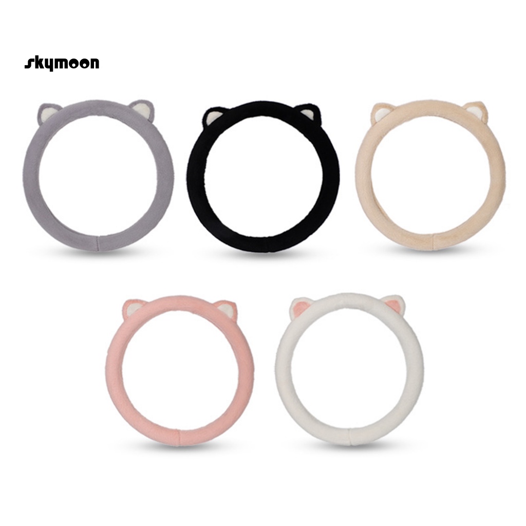 Vỏ Bọc Vô Lăng Xe Hơi Hình Tai Mèo Phủ Lông Dễ Thương Thoải Mái Chống Lạnh Trang Trí Nội Thất