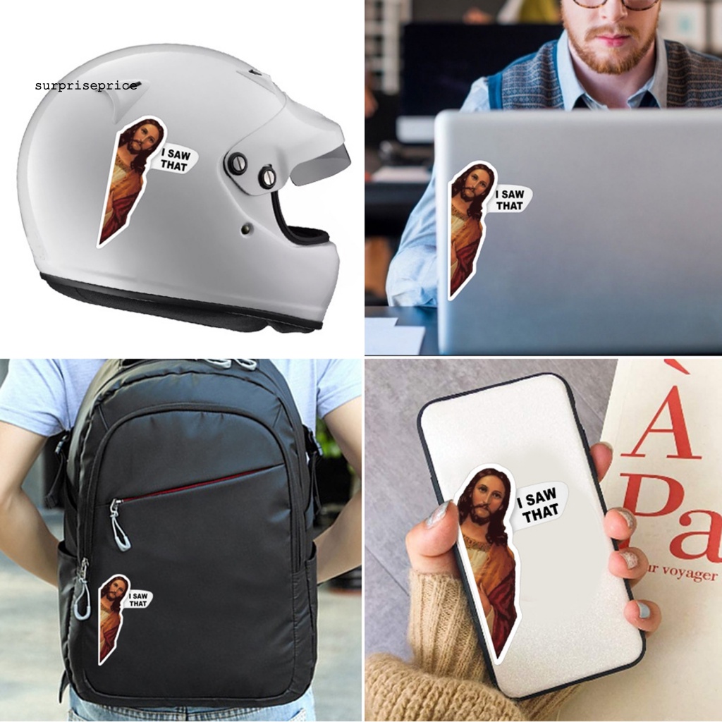 Set 10 Sticker Nhựa PVC Hình Chúa Jesus Trang Trí Máy Tính