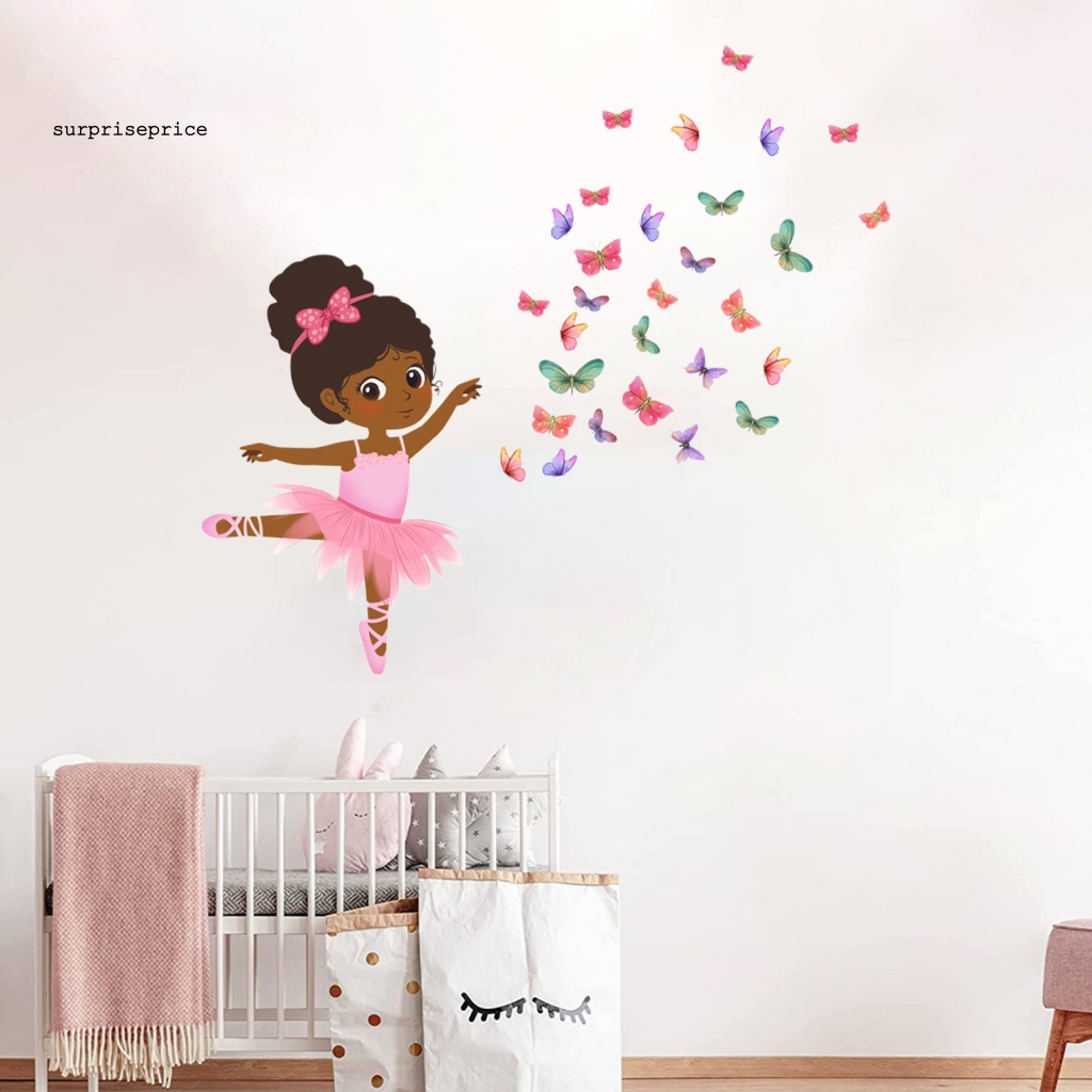 Sticker PVC Dán Tường Chống Thấm Nước Hình Cô Gái Múa Ba Lê Nhiều Màu Sắc