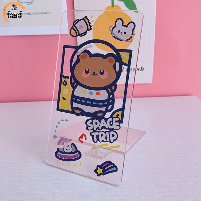 [IS] Giá Đỡ Điện Thoại Để Bàn Bằng Acrylic Trong Suốt Họa Tiết Hoạt Hình Sáng Tạo Có Thể Tháo Rờ