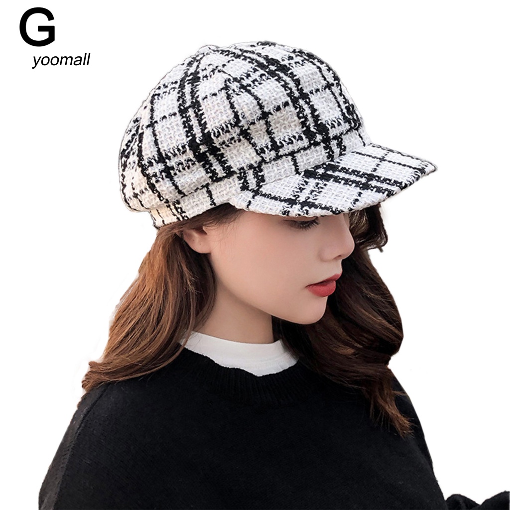 Mũ Beret Kẻ Sọc Vuông Phong Cách Vintage Cho Nam Và Nữ