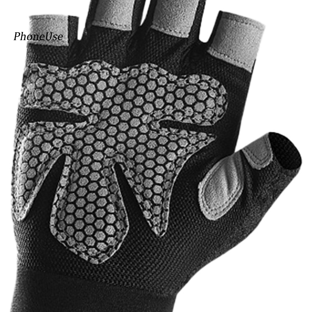 1 Đôi Găng Tay Thể Thao Hở Ngón Bằng Da PU Nylon Thoáng Khí Hỗ Trợ Luyện Tập Thể Hình