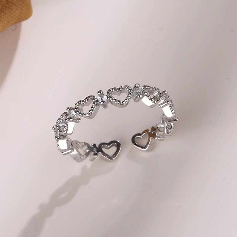Nhẫn Hở Hình Trái Tim Đính Đá Ngọt Ngào Cho Nữ