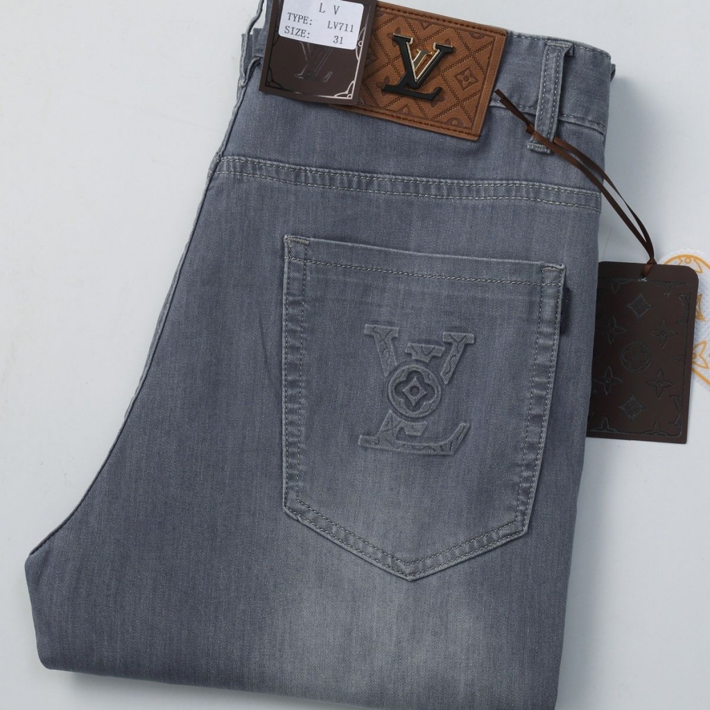 ORTW LV autumn and winter New ha dog dark blue high-end men's jeans straight business non-ironing anti-wrinkle men's trousers