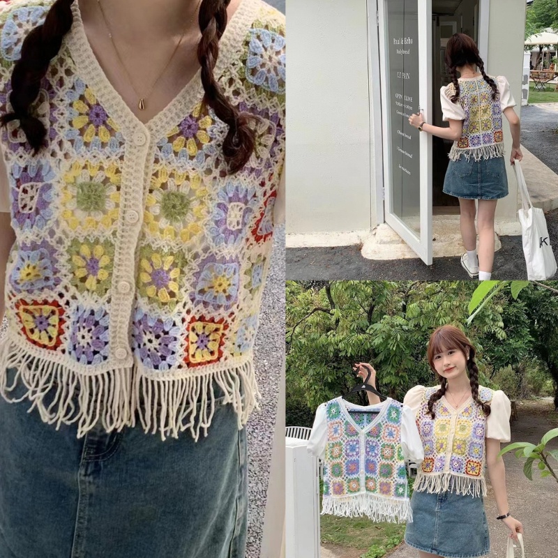 Áo Sơ Mi Chiffon Tay Ngắn Dáng Rộng In Họa Tiết Hoa Dễ Thương Xinh Xắn