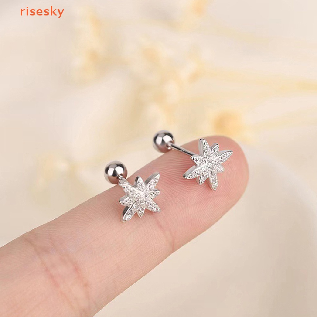 1 Đôi Bông Tai Đính Đá Zircon Hình Ngôi Sao Thời Trang Cho Nữ