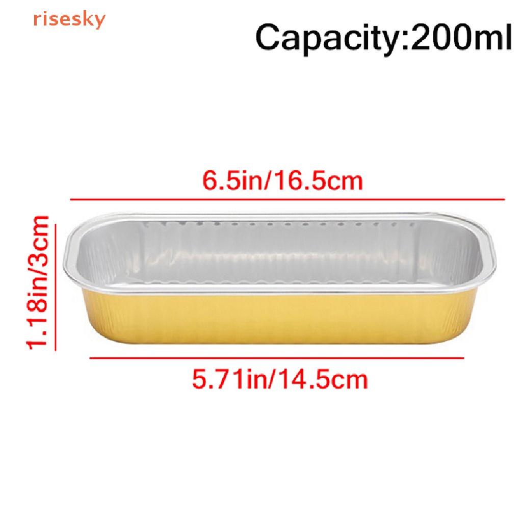 Set 10 Khuôn Lá Thiếc Nhôm Hình Chữ Nhật Làm Bánh Pudding Có Thể Tái Sử Dụng