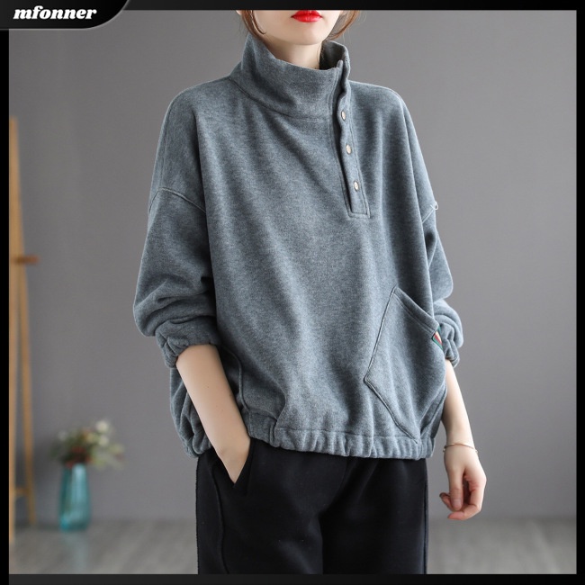 Áo Thun Nữ Dài Tay Cổ Lọ Màu Sắc Nhã Nhặn Thời Trang