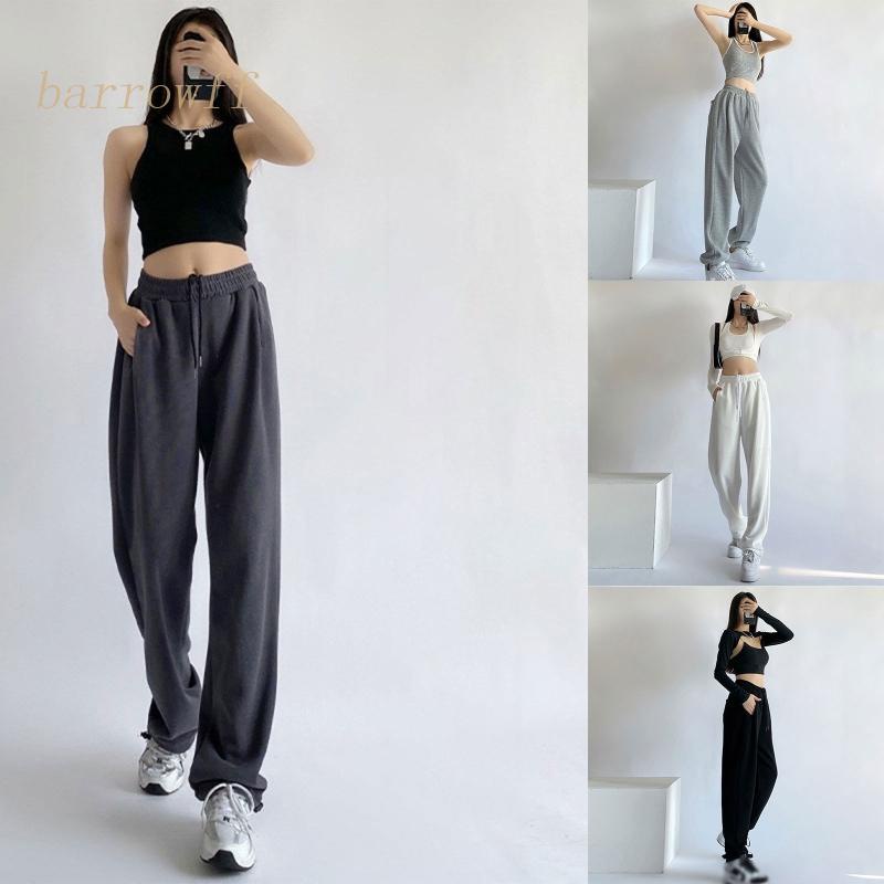 Quần Dài Ống Rộng Mềm Mại Thoải Mái Lưng Cao Phối Dây Rút Thời Trang Cho Nữ