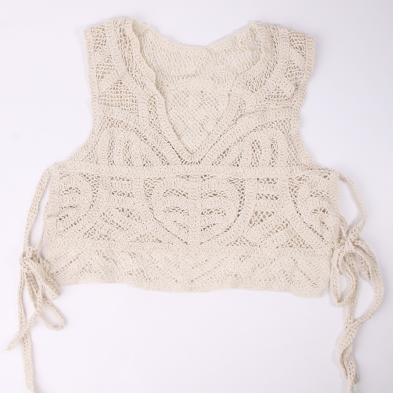 Áo Croptop Dệt Kim Không Tay Cổ Chữ V Xẻ Tà Thời Trang Cho Nữ