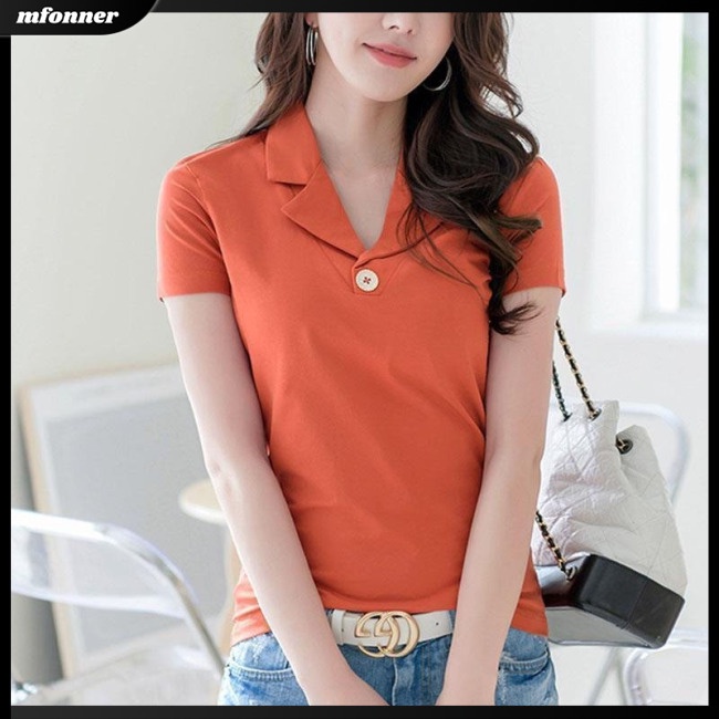 Áo Thun Polo Tay Ngắn Dáng Ôm Thời Trang Mùa Hè Cho Nữ