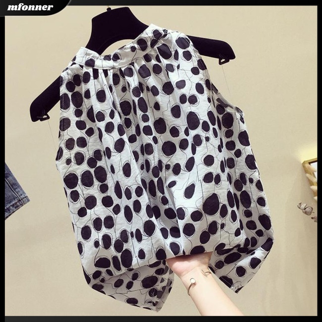 Áo Sơ Mi Chiffon Cổ Tròn Không Tay Thoáng Khí Thân Thiện Với Da In Họa Tiết Hoa Thời Trang Cho Nữ