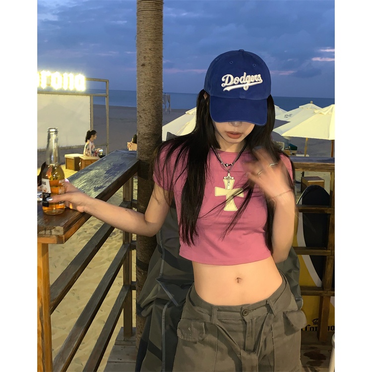 Áo Thun Tay Ngắn Dáng Ôm In Họa Tiết Đơn Giản Thời Trang Mùa Hè Mới Cho Nữ