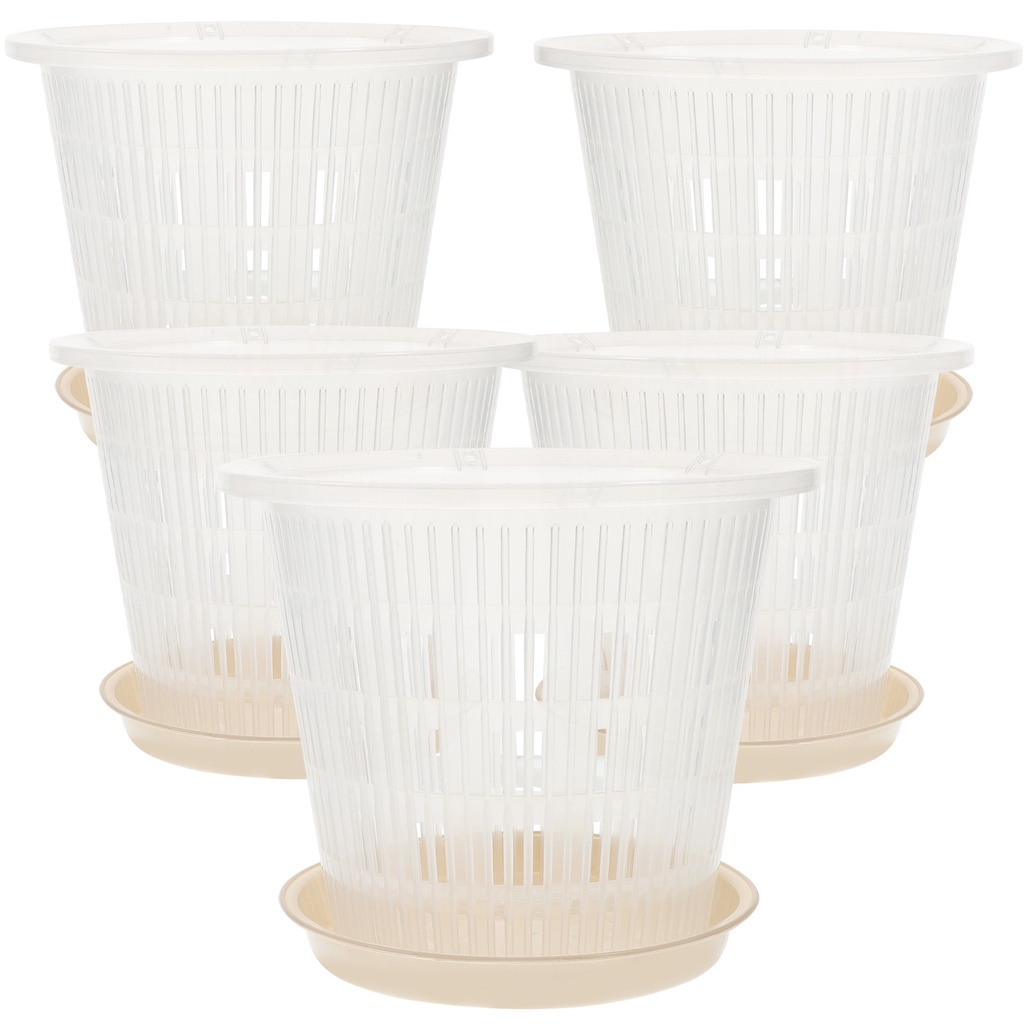 Set 5 Chậu Trồng Cây Trong Nhà Đục Lỗ Có Rãnh