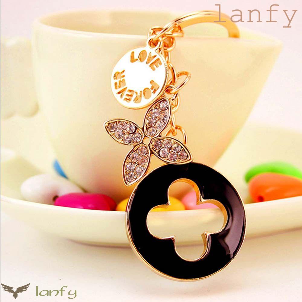 Móc Khóa Hình Cỏ Bốn Lá Bằng Kim Loại Tráng Men Nhiều Màu Thời Trang Cho Nữ