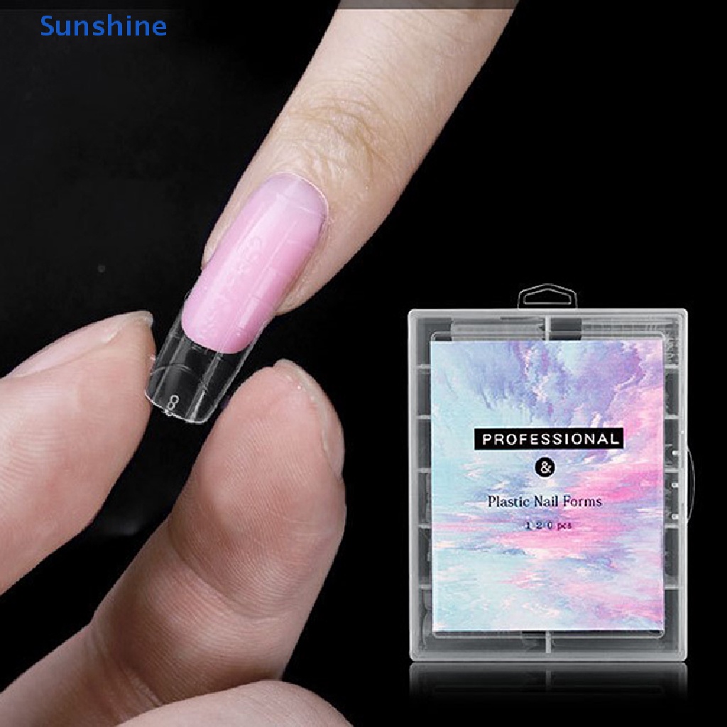 Set 120 Móng Tay Giả Cong Bằng Nhựa Thời Trang Tiện Dụng