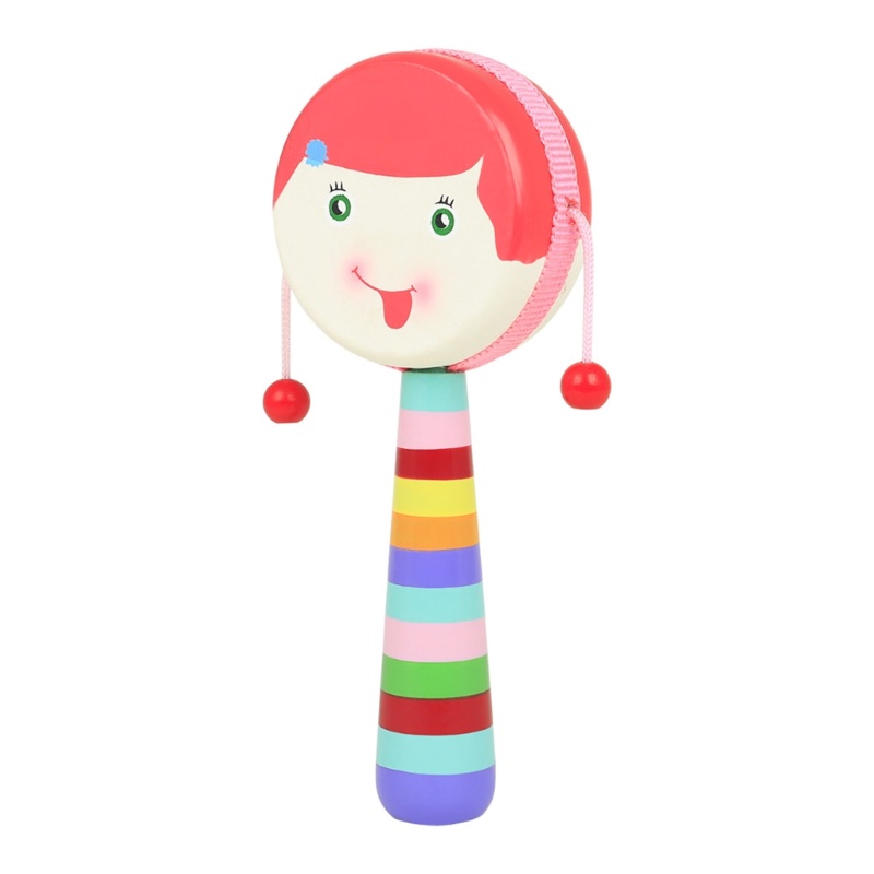 Trống Lục Lạc Cầm Tay Màu Cầu Vồng Cho Bé