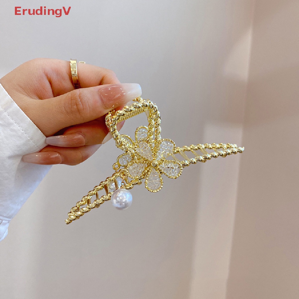 Kẹp Tóc Hình Cá Mập Đính Đá / Ngọc Trai Bằng Kim Loại Cho Nữ