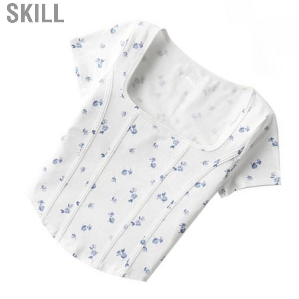 Skill Short Sleeve Top  Floral Print Three Dimensional Cutting for Shopping Women