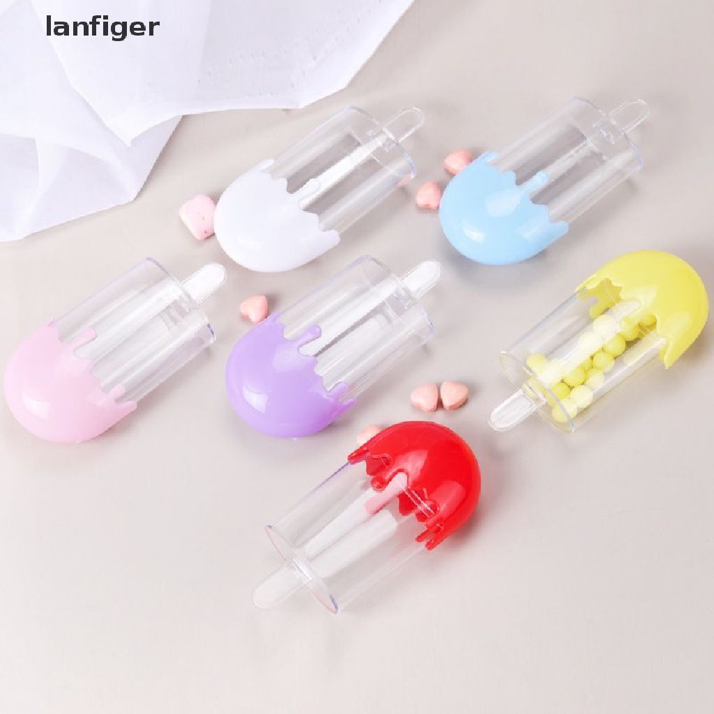 Lanf Hộp Đựng Kẹo Trong Suốt Hình Que Kem Ngọt Ngào Dễ Thương Làm Quà Tặng Sinh Nhật Cho Bé