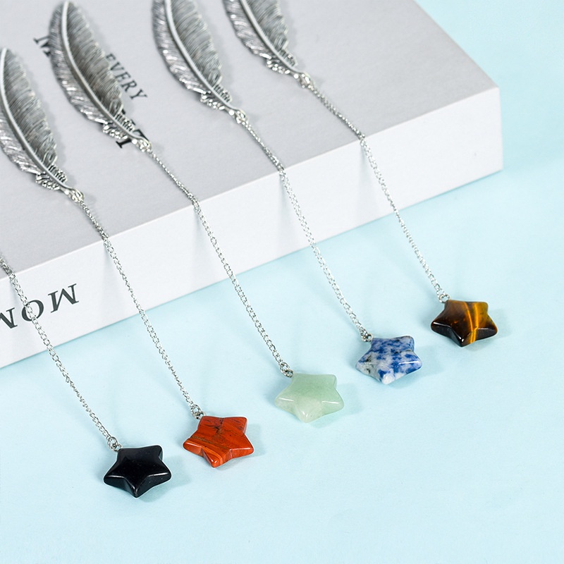 Bookmark Đá Thạch Anh Tím Tự Nhiên Mặt Hình Ngôi Sao Năm Cánh Sáng Tạo Làm Quà Tặng Cung Cấp Sinh