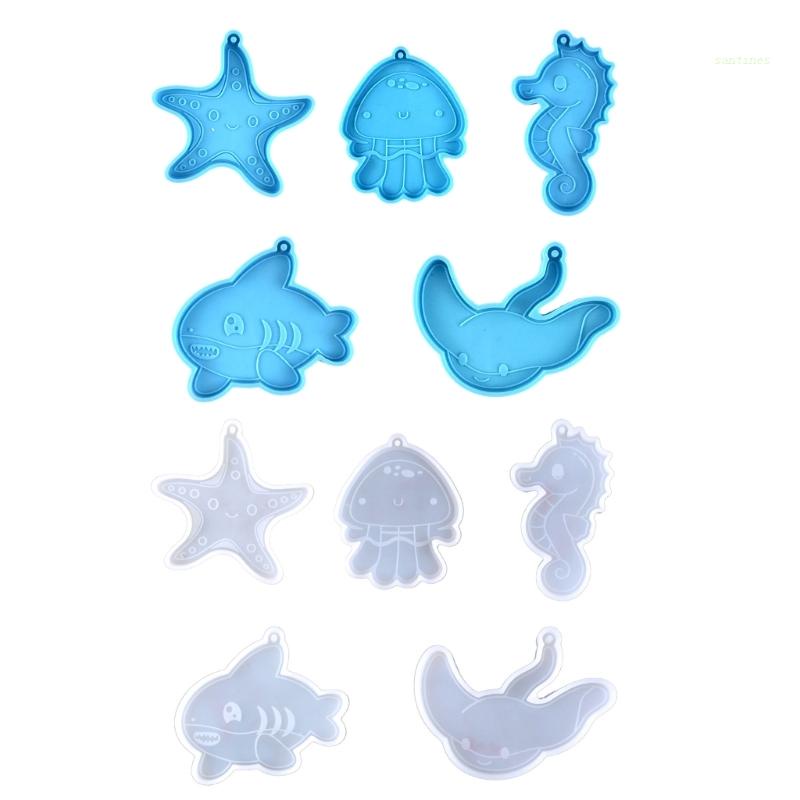 Khuôn Silicone Làm Móc Khóa Hình Động Vật Biển Có Lỗ