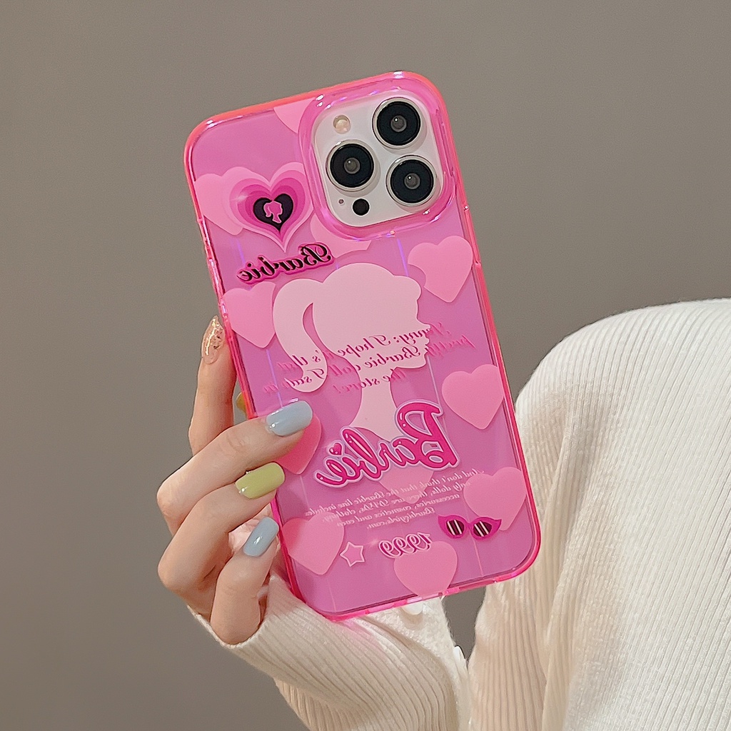Ốp Điện Thoại Trong Suốt Họa Tiết Hoạt Hình Barbie Cho iPhone 14 13 12 11 Pro Max
