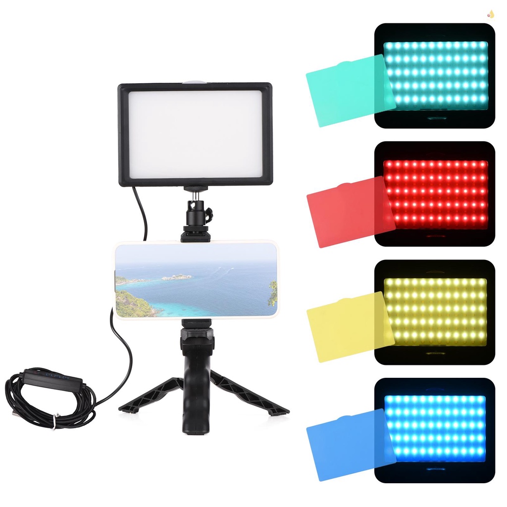 Bộ Đèn LED Andoer Để Bàn Chuyên Nghiệp + Giá Đỡ Ba Chân Điều Chỉnh Được + 120 Hạt Đèn Màu Nhiệt Độ 3200-5600K 14 Mức Độ Sáng