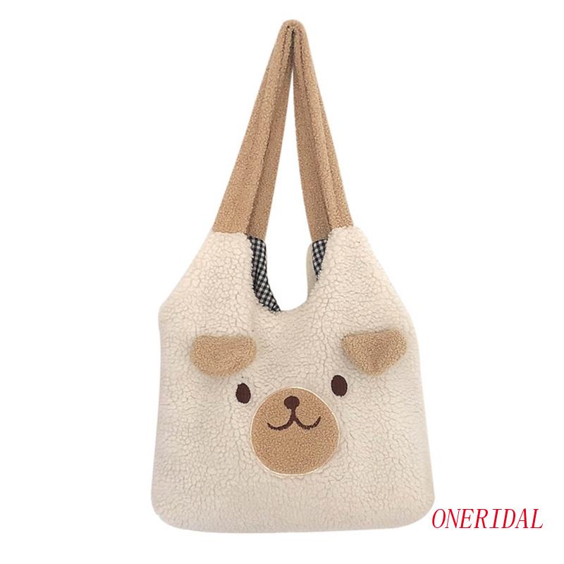 Túi Tote Đeo Vai / Xách Tay Sức Chứa Lớn Họa Tiết Gấu Hoạt Hình Dễ Thương