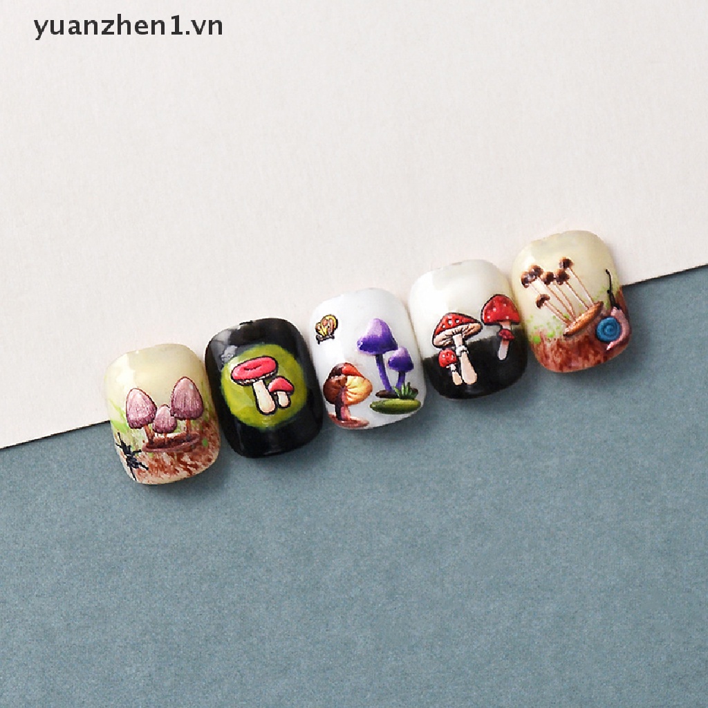 Miếng Dán Trang Trí Móng Tay Hình Nấm 5D Nhiều Màu Sắc