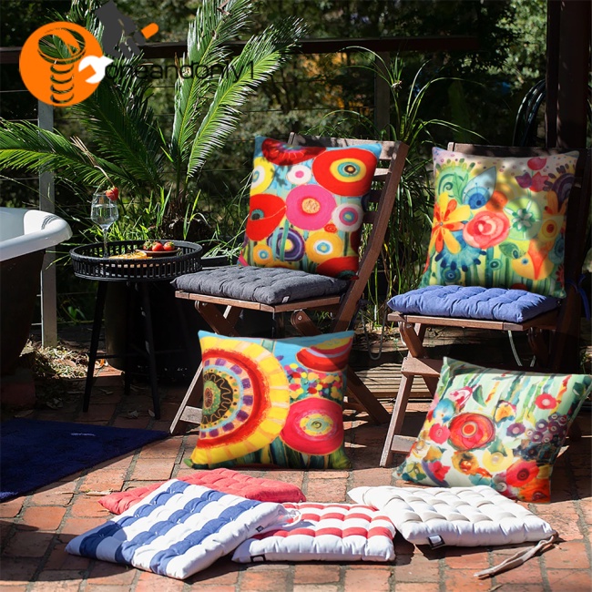 Bộ 4 Vỏ Gối In Họa Tiết Hoa Kích Thước 18x18inch Trang Trí Sân Vườn / Ban Công