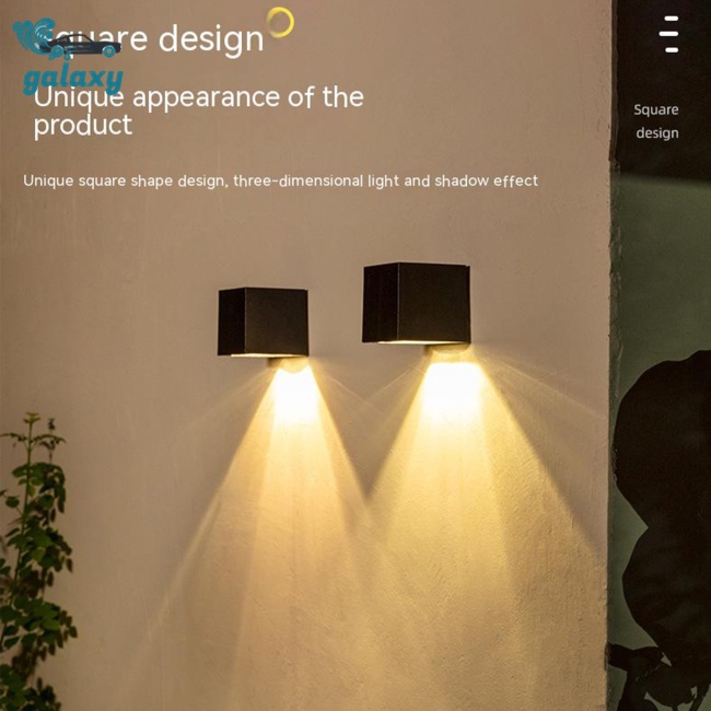 Galaxy Đèn Gắn Tường Hình Vuông Sử Dụng Năng Lượng Mặt Trời Chống Thấm Nước Điều Khiển Ánh Sáng Ban