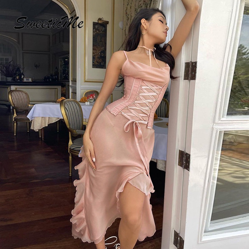 Đầm Dài Không Tay Lưng Cao Màu Trơn Thời Trang Mới 2023 Dành Cho Nữ