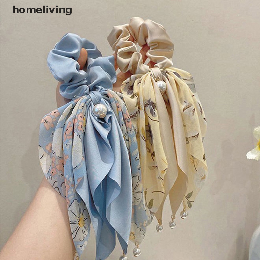 Dây Buộc Tóc Hình Nơ Đính Ngọc Trai Đơn Giản Thời Trang Hàn Quốc