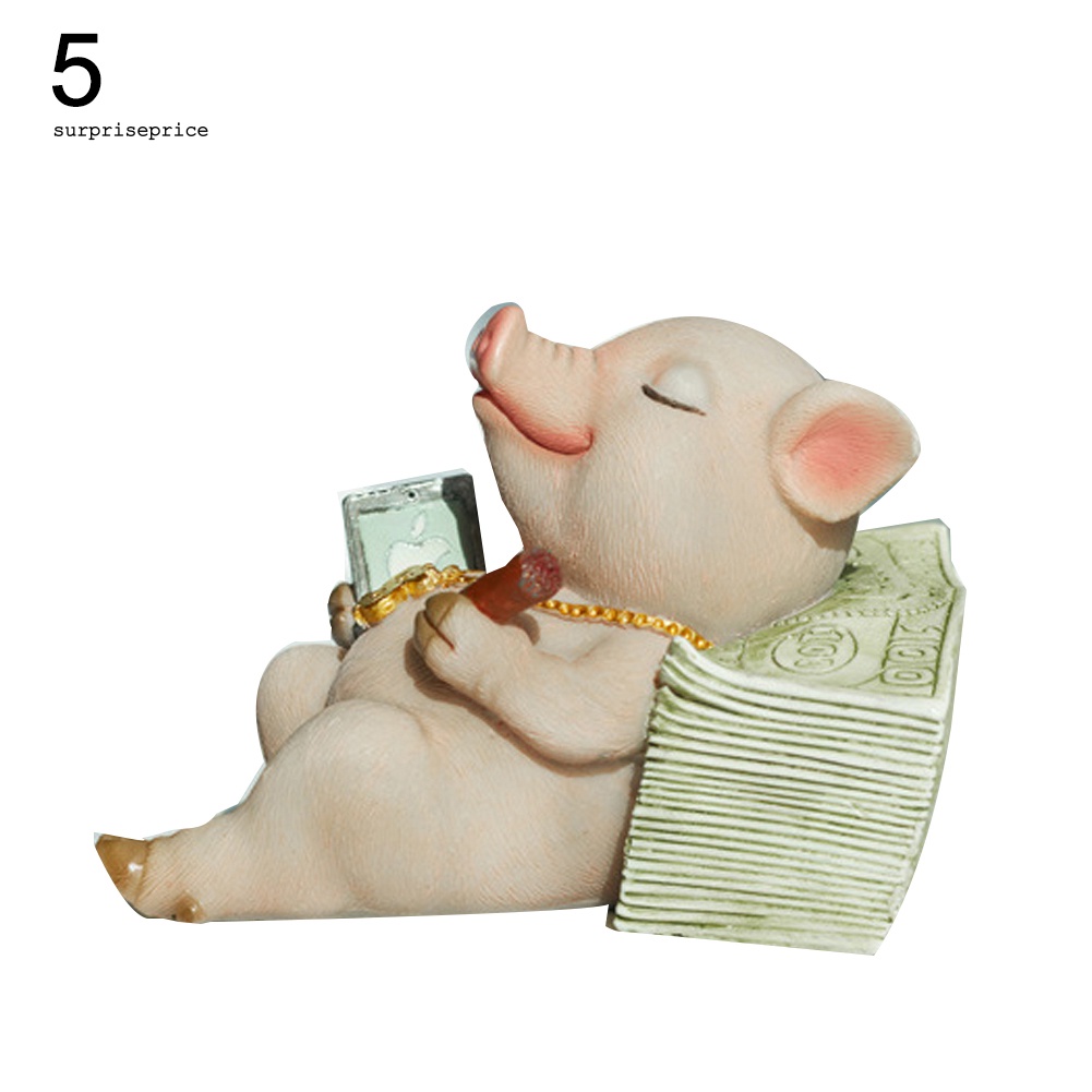 Spa Tượng Heo Đọc Sách Chuyển Động Bằng Nhựa Resin Thủ Công Để Bàn Trang Trí Nội Thấ
