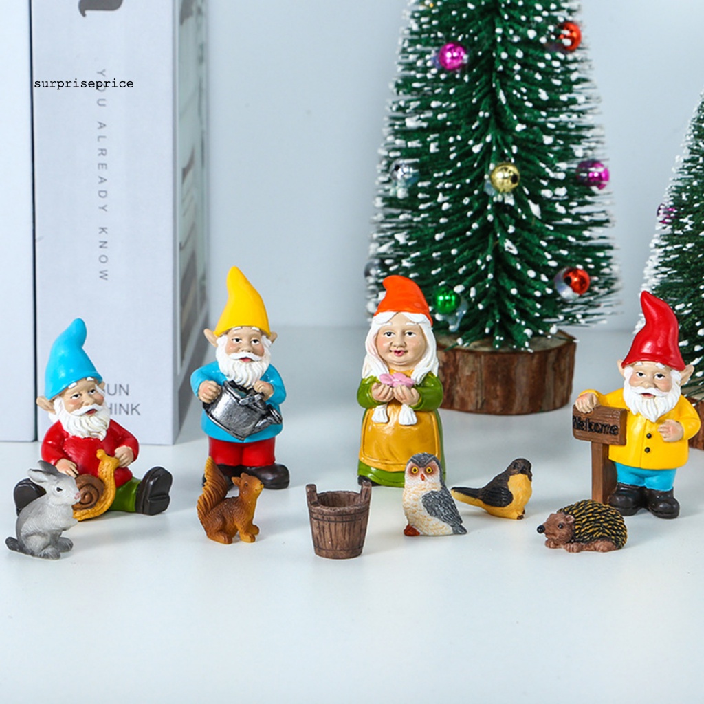 Spa Set 10 Bức Tượng Gnomes Vẽ Tay Cho Nhà Búp Bê
